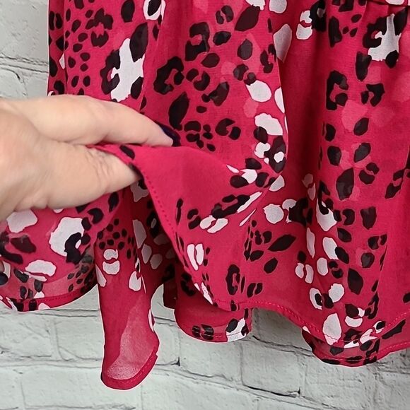 Torrid Red Animal Print Peplum Ruffled Sleeveless Blouse Cami Babydoll Smock Top - Picture 6 of 15